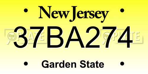 37BA274 New Jersey License Plate