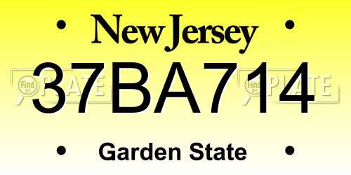 37BA714 New Jersey License Plate