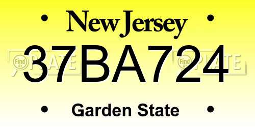 37BA724 New Jersey License Plate