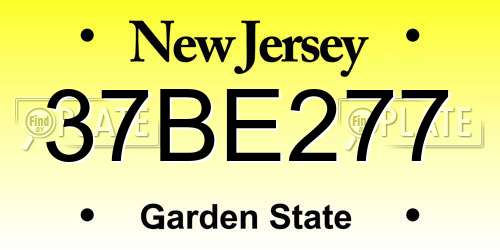 37BE277 New Jersey License Plate