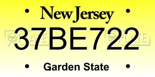 37BE722 New Jersey License Plate