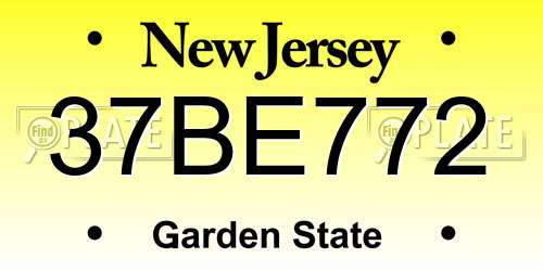 37BE772 New Jersey License Plate