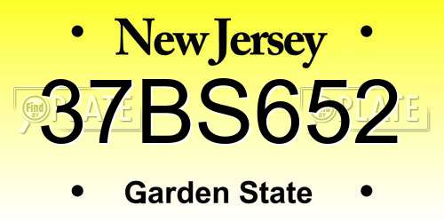 37BS652 New Jersey License Plate