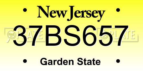 37BS657 New Jersey License Plate
