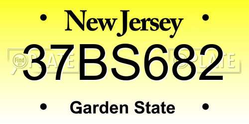 37BS682 New Jersey License Plate