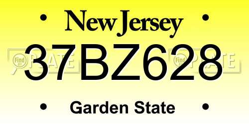 37BZ628 New Jersey License Plate