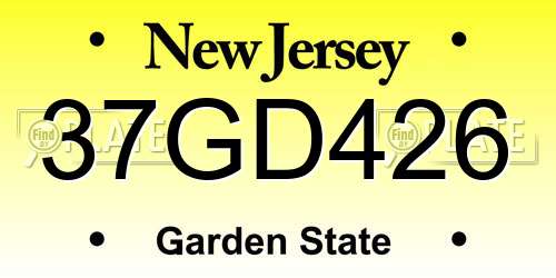 37GD426 New Jersey License Plate