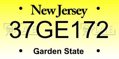 37GE172 New Jersey License Plate