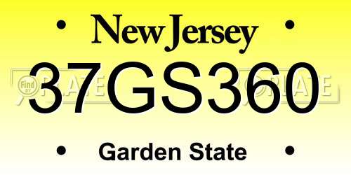 37GS360 New Jersey License Plate
