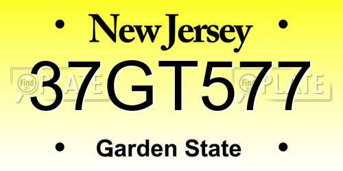 37GT577 New Jersey License Plate