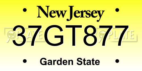 37GT877 New Jersey License Plate