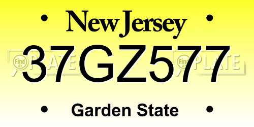 37GZ577 New Jersey License Plate