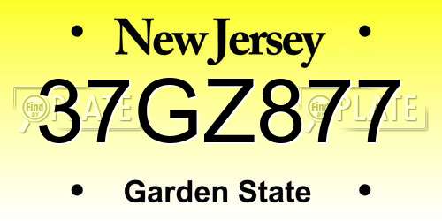 37GZ877 New Jersey License Plate