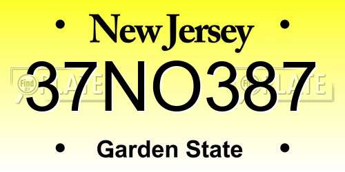 37NO387 New Jersey License Plate