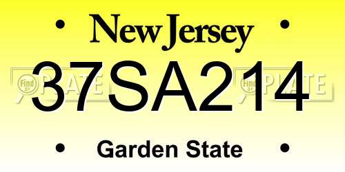 37SA214 New Jersey License Plate