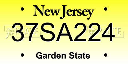 37SA224 New Jersey License Plate