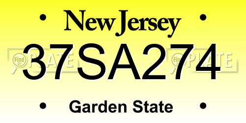 37SA274 New Jersey License Plate