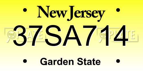 37SA714 New Jersey License Plate