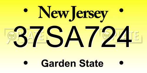 37SA724 New Jersey License Plate