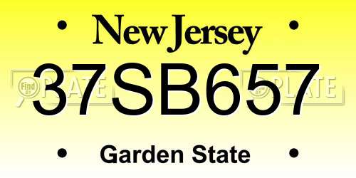 37SB657 New Jersey License Plate