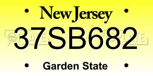37SB682 New Jersey License Plate