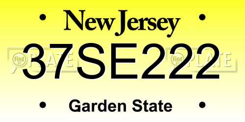 37SE222 New Jersey License Plate