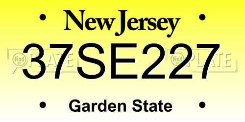 37SE227 New Jersey License Plate