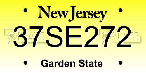 37SE272 New Jersey License Plate
