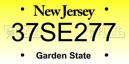 37SE277 New Jersey License Plate