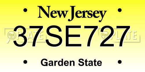 37SE727 New Jersey License Plate