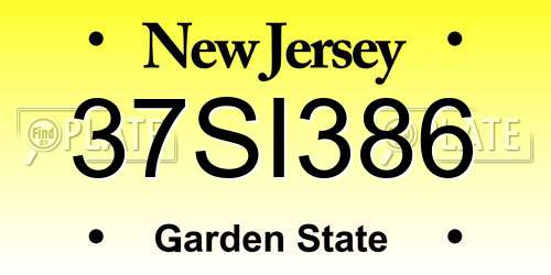37SI386 New Jersey License Plate
