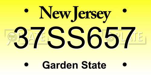 37SS657 New Jersey License Plate