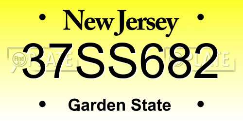 37SS682 New Jersey License Plate