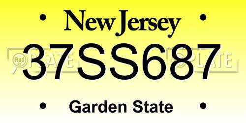 37SS687 New Jersey License Plate