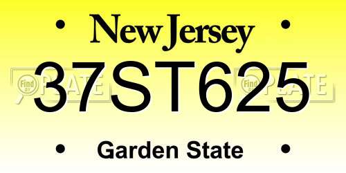 37ST625 New Jersey License Plate