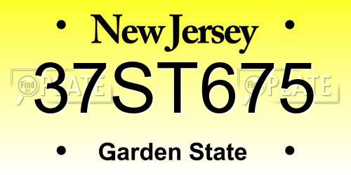 37ST675 New Jersey License Plate
