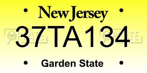 37TA134 New Jersey License Plate