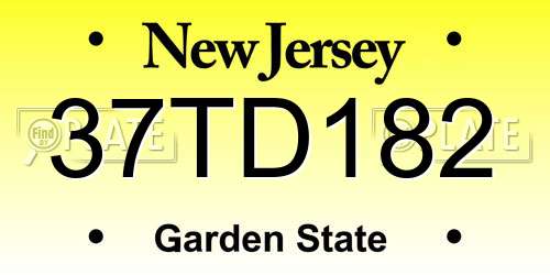 37TD182 New Jersey License Plate