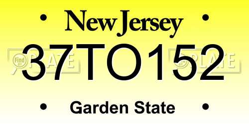 37TO152 New Jersey License Plate