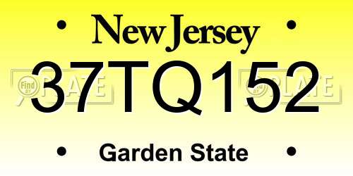 37TQ152 New Jersey License Plate