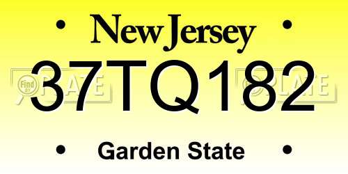37TQ182 New Jersey License Plate