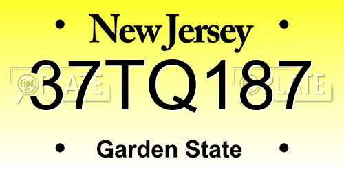 37TQ187 New Jersey License Plate