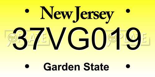 37VG019 New Jersey License Plate