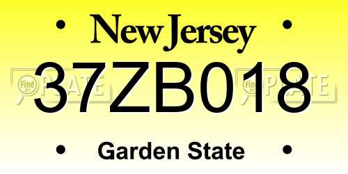 37ZB018 New Jersey License Plate
