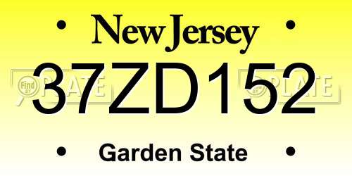 37ZD152 New Jersey License Plate