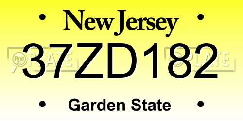 37ZD182 New Jersey License Plate