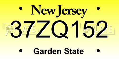 37ZQ152 New Jersey License Plate