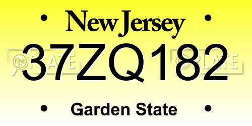 37ZQ182 New Jersey License Plate