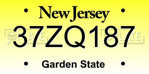 37ZQ187 New Jersey License Plate
