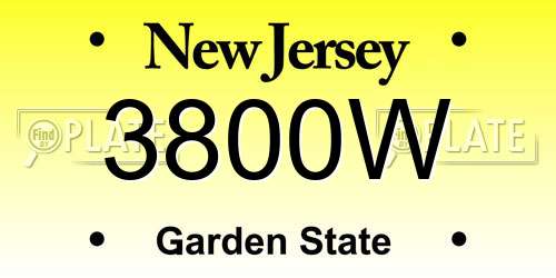 3800W New Jersey License Plate